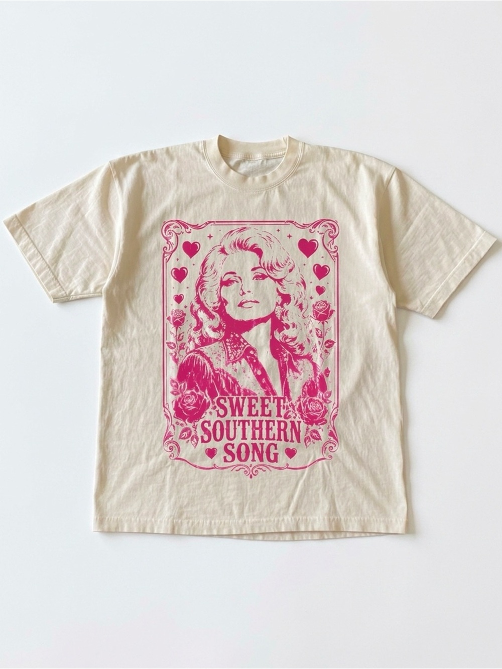 Sweet Southern Song Dolly Parton Graphic Tee Pink Cowgirl